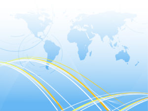 Blue map of the world ppt backgrounds