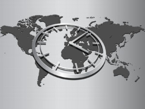 World map with wall clock powerpoint backgrounds