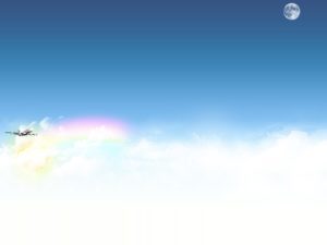 Airplane with sky and clouds powerpoint backgrounds