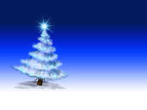 Christmas Tree on Blue Powerpoint Backgrounds