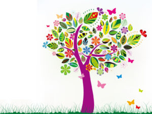 Abstract Tree with Flower Patterns Template