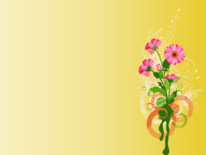 Pink Flowers on Yellow Backgrounds