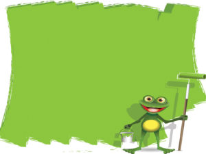 Cartoon Painter Frog Powerpoint Backgrounds