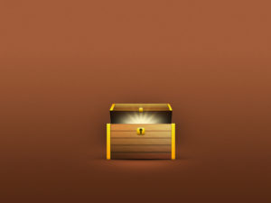 Wood and brass treasure jackpots box