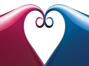 Blue and Red Heart for Love Backgrounds