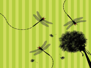 Green tree and dragonfly PPT Backgrounds