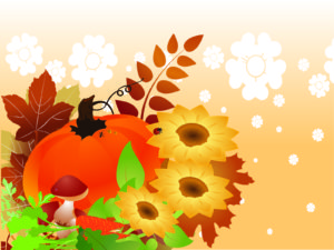 Pumpkins with Flowers PPT Backgrounds
