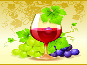 Red wine and grapes for cocktails ppt backgrounds
