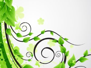 Green floral leaves ppt backgrounds