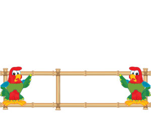 Parrot mascot with bamboo banner ppt backgrounds