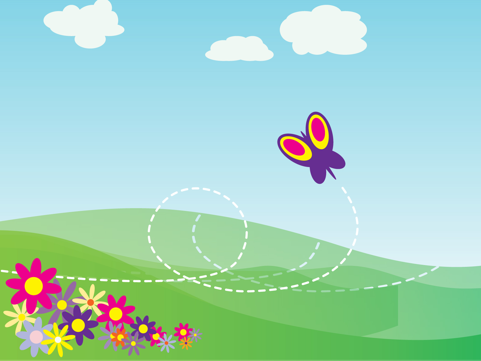 Cartoon Butterfly and Flowers Backgrounds | Flowers, Nature Templates | Free  PPT Grounds