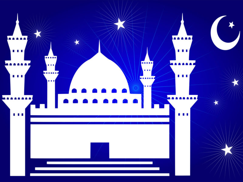 Beautiful Mosque with Stars Backgrounds Religious Templates Free