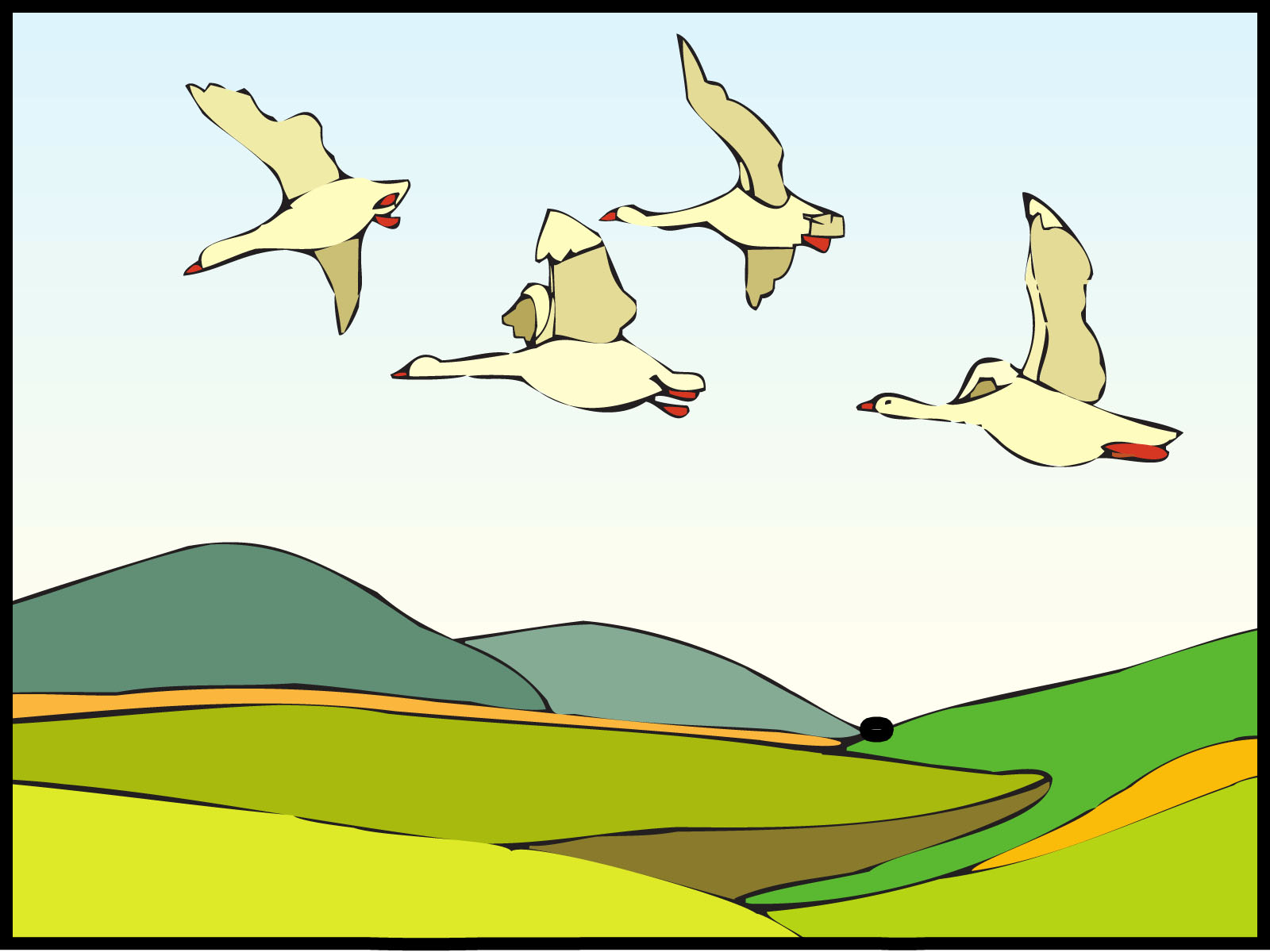 Geese Flying Over Landscape Backgrounds | Animals, Nature Templates | Free  PPT Grounds