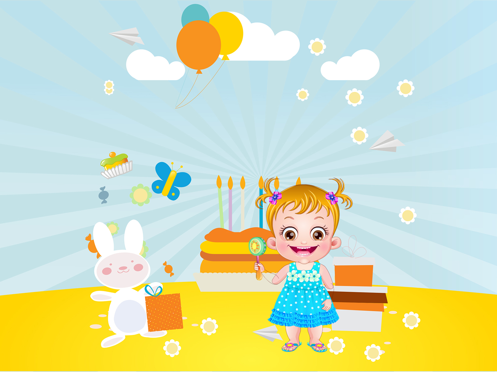 Baby Hazel Birthday Backgrounds | Blue, Games, Holiday, Yellow Templates |  Free PPT Grounds