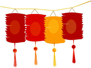 Paper Lanterns Items PPT Backgrounds