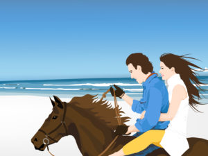 Beach Couple on Horse Backgrounds