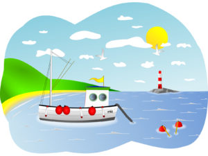 Fishing Boat Scene Backgrounds PPT