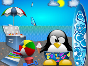 Tux at the Beach Backgrounds