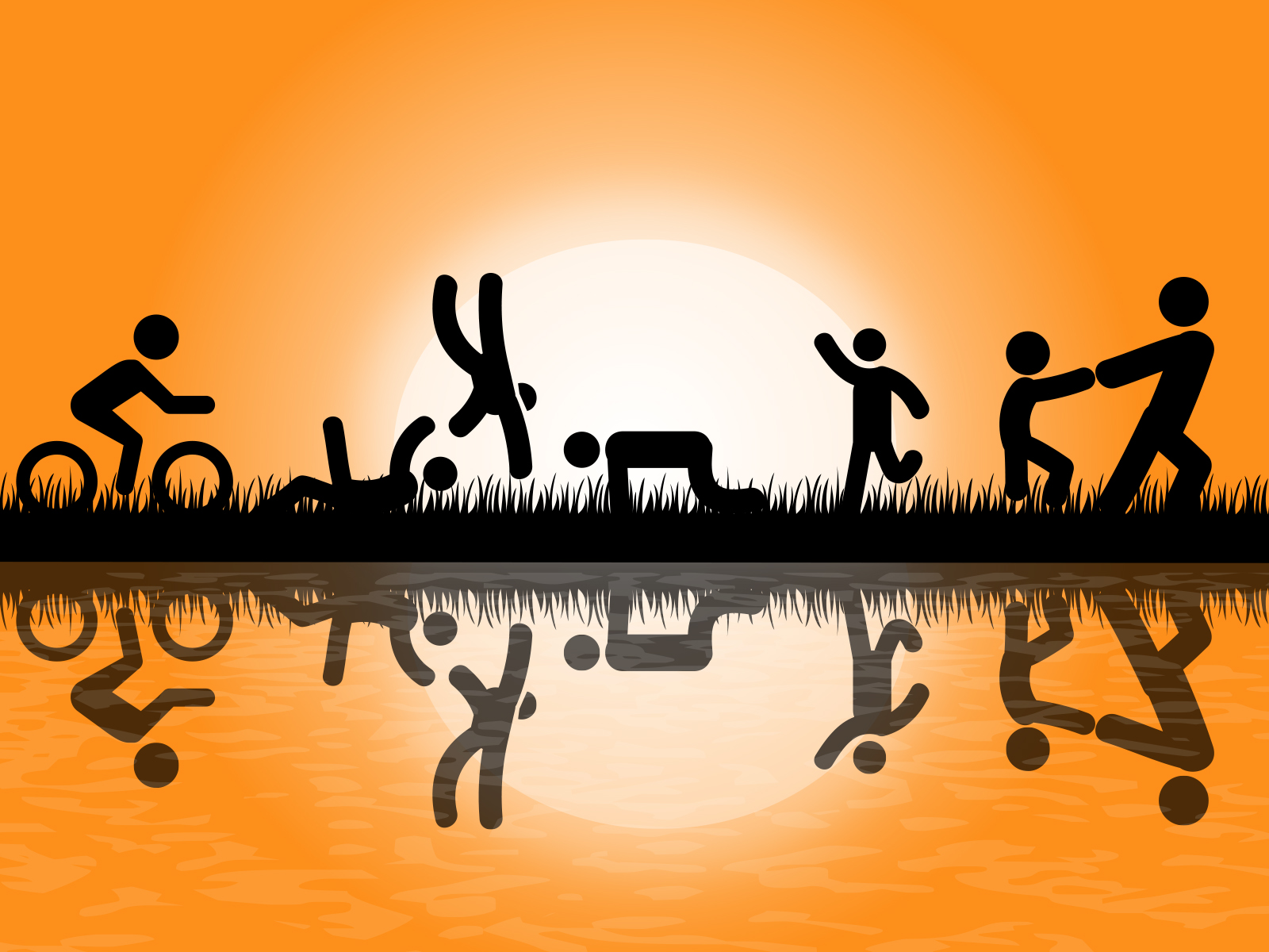 People exercise in park Backgrounds, Black, Cartoon, Games, Orange  Templates