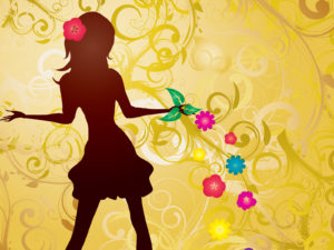 Girl with Flowers Powerpoint Background