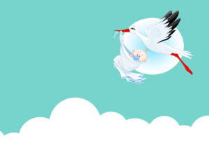 Cute Baby with Stork PPT Background