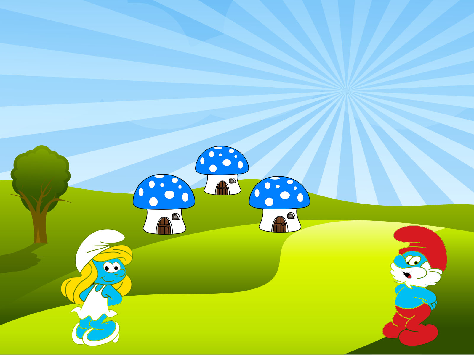 Cute Smurfs Backgrounds | Cartoon Templates | Free PPT Grounds