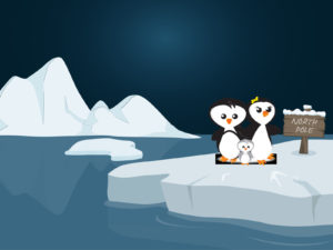 Penguins Family in the North Pole PPT Backgrounds