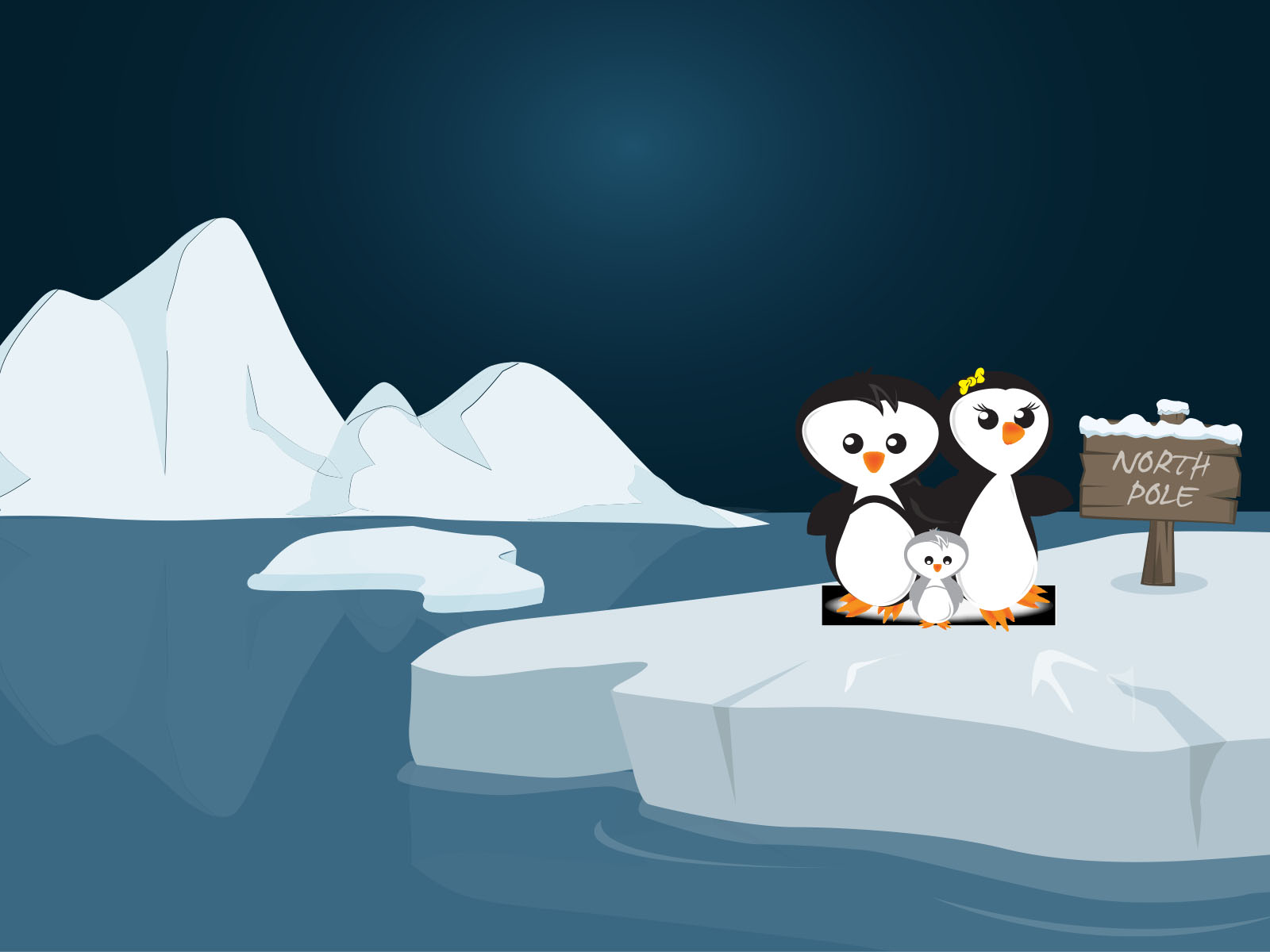 Penguins Family in the North Pole Backgrounds | Animals, Black, Blue, White  Templates | Free PPT Grounds