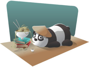 Cute Panda Eating Spaghetti PPT Backgrounds