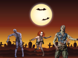 Zombies at Tomb PPT Backgrounds