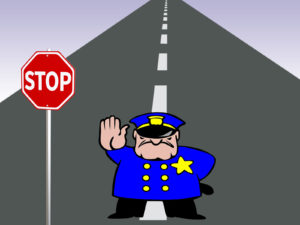 Policeman on the Road Powerpoint Templates