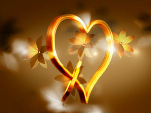 Gold Heart and Flower PPT Backgrounds